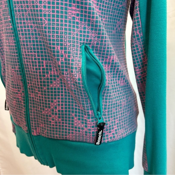 Bench teal blue pink long sleeve high neck zip up jacket Sz L - Picture 7 of 16